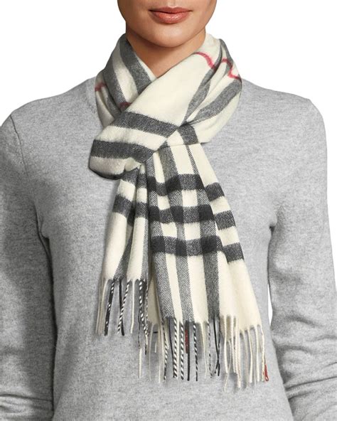 burberry giant check cashmere scarf natural white|burberry cashmere check scarf beige.